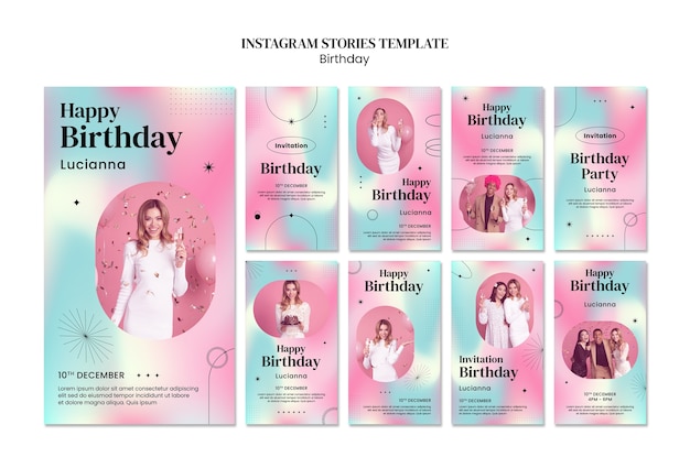 PSD birthday celebration instagram stories template