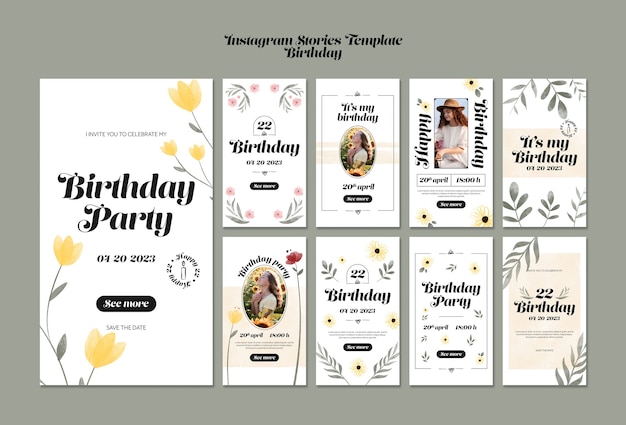 PSD birthday celebration instagram stories template