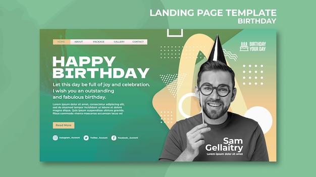 PSD birthday celebration landing page template