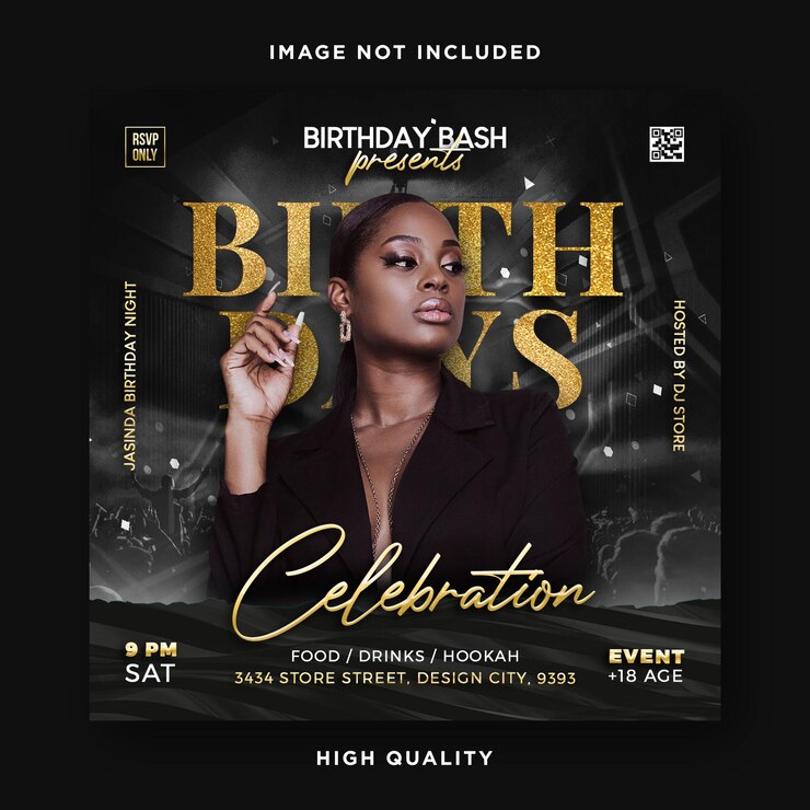 PSD birthday celebration night party flyer