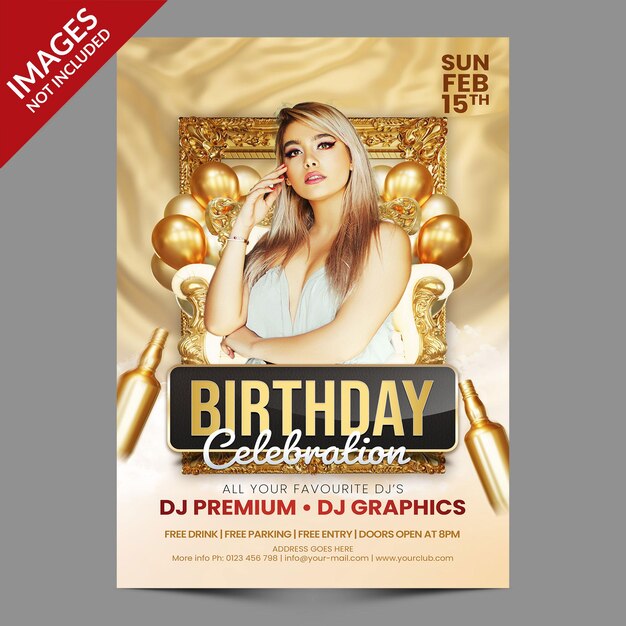 Birthday Celebration Party For Flyer Or Social Media Invitation