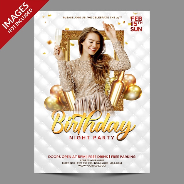 PSD birthday celebration party for flyer or social media invitation