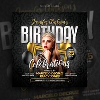 PSD birthday celebration party flyer social media post and web banner