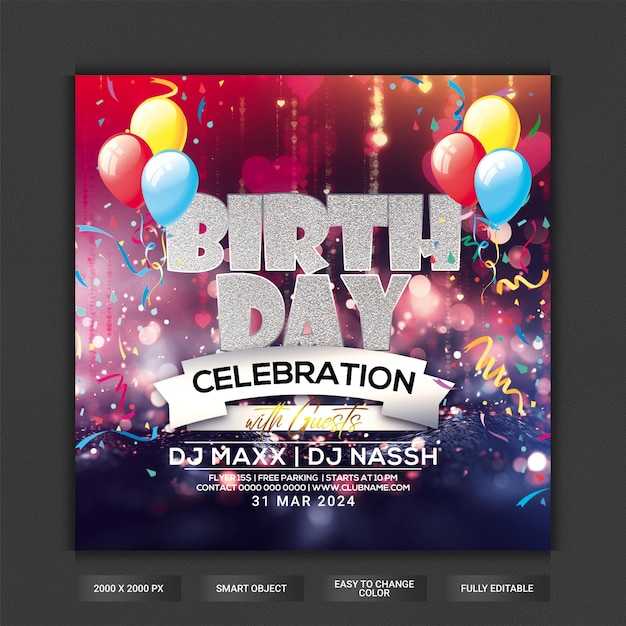 Birthday celebration party flyer