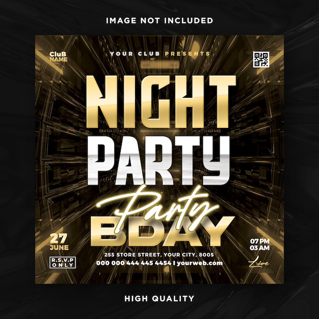 Birthday celebration party night poster design template