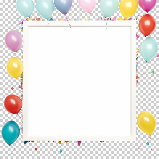 PSD cornici di collage di compleanno palloncini modelli di collage polka colorati isolati su sfondo trasparente