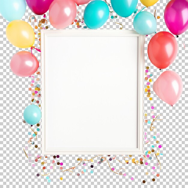 PSD birthday collage frame balloons colorful polka collage templates isolated on transparent background