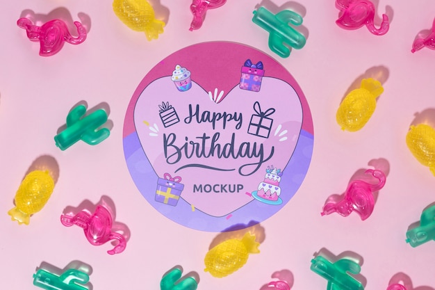 PSD mockup di invito colorato di compleanno