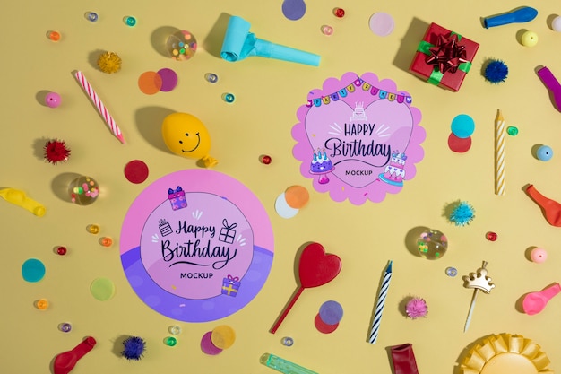 Birthday colorful invitation mockup