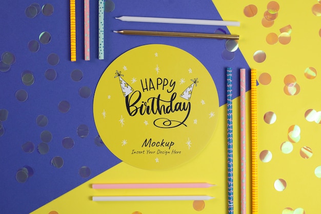 PSD birthday colorful invitation mockup