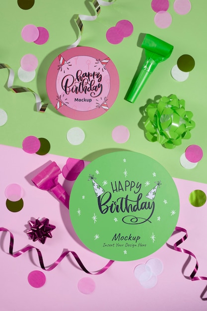 PSD birthday colorful invitation mockup