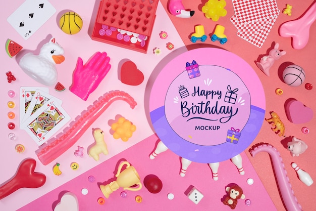 Birthday colorful invitation mockup