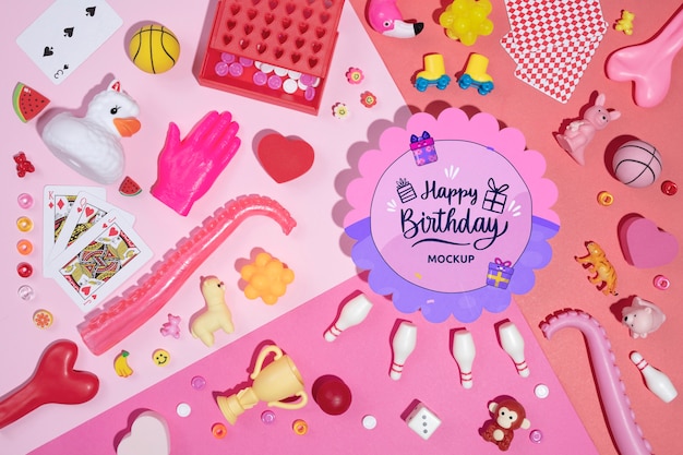 PSD birthday colorful invitation mockup