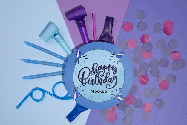 PSD birthday colorful invitation mockup