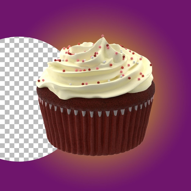 Birthday cupcake with butter cream icing isolated on transparent