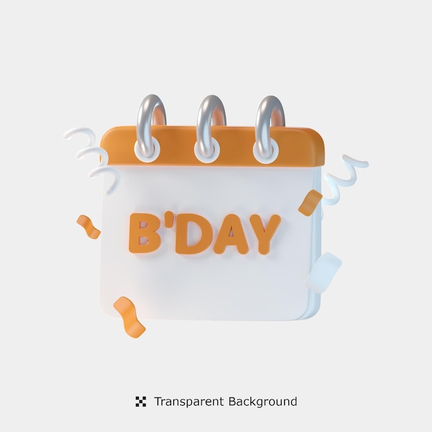 Birthday day calender 3d icon illustration