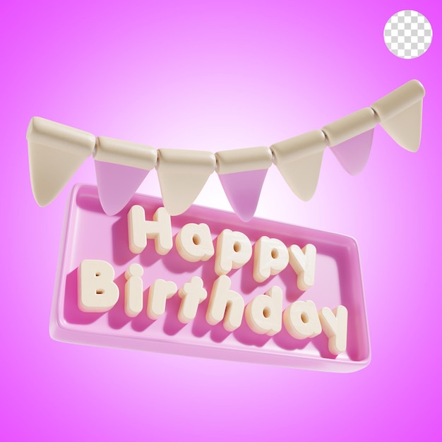 PSD birthday flag in pink theme