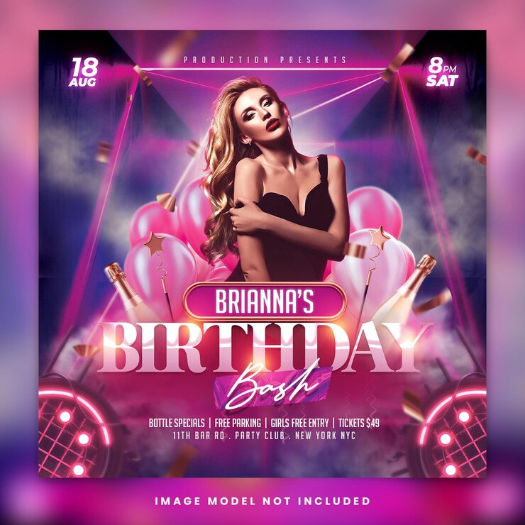 PSD birthday flyer social media post psd