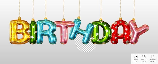 PSD parola di auguri di compleanno 3d effetto testo render