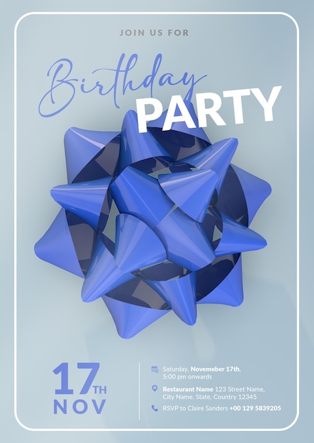 PSD birthday invitation card template