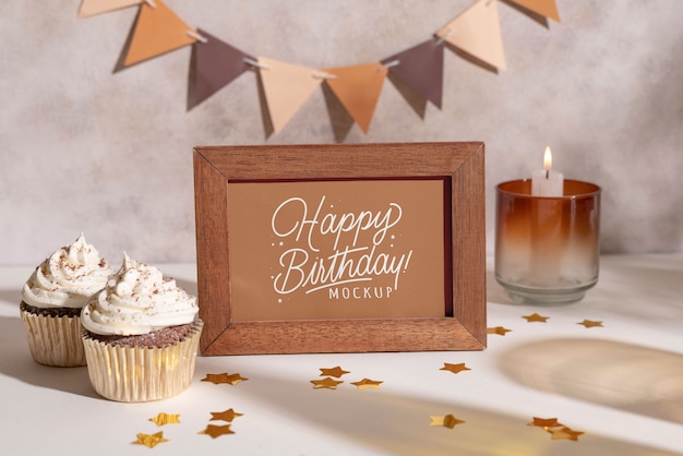 PSD birthday invitation mockup design