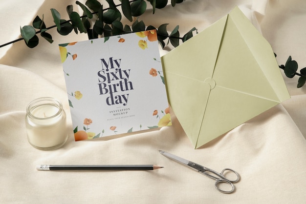 PSD birthday invitation mockup