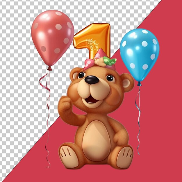 PSD birthday joy with cute bear