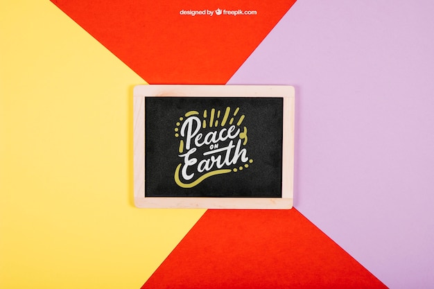birthday mockup with slate on colorful background