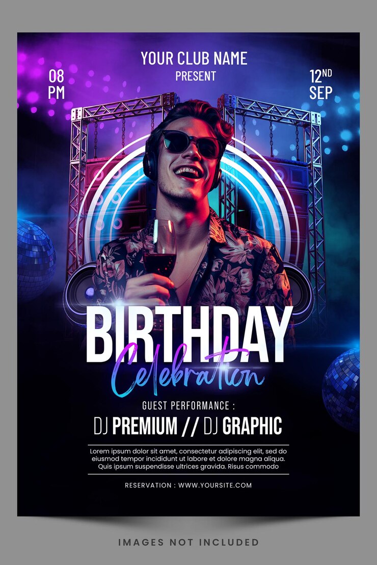 PSD birthday music night party psd flyer template