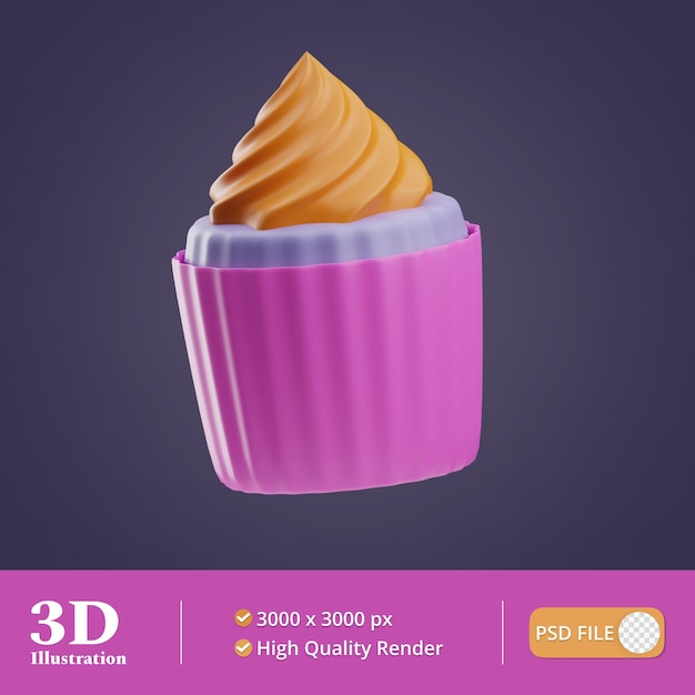 Birthday party cup cake illustration 3d