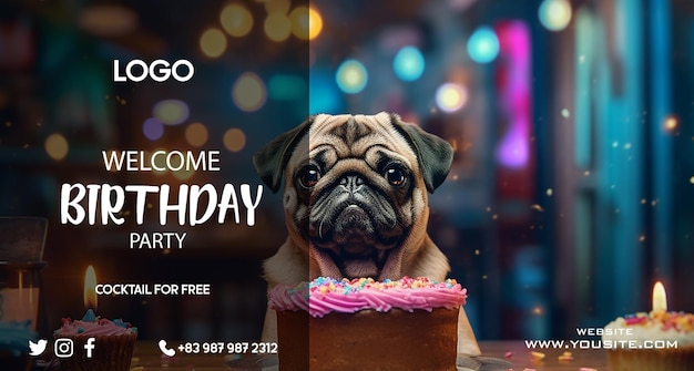 PSD a birthday party for a dog named pug.