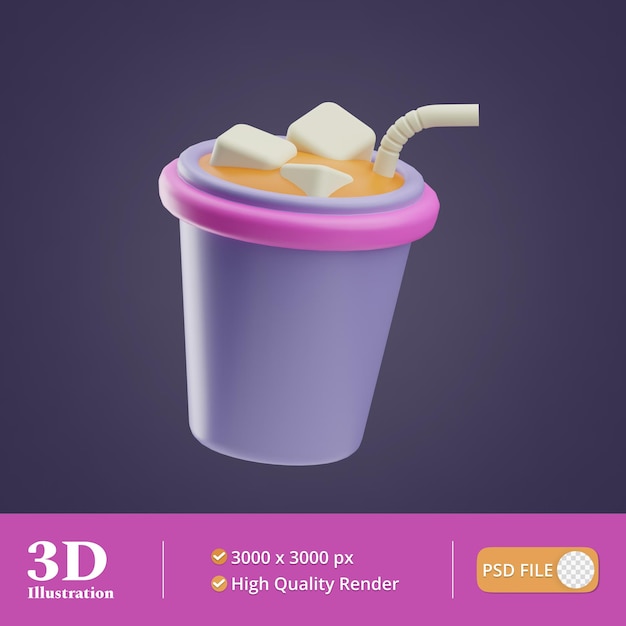 PSD バースデーパーティー飲み物 ソーダ イラスト 3d