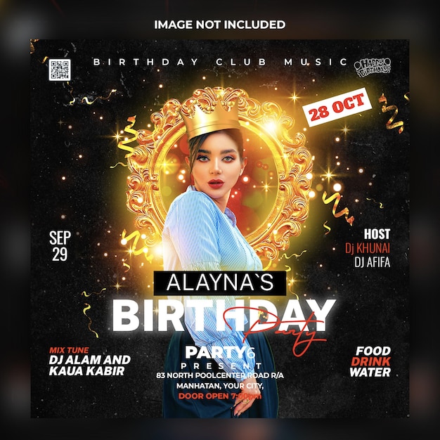 PSD birthday party flyer design template