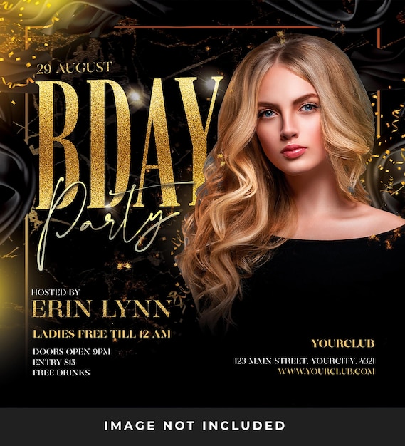 Birthday party flyer psd template