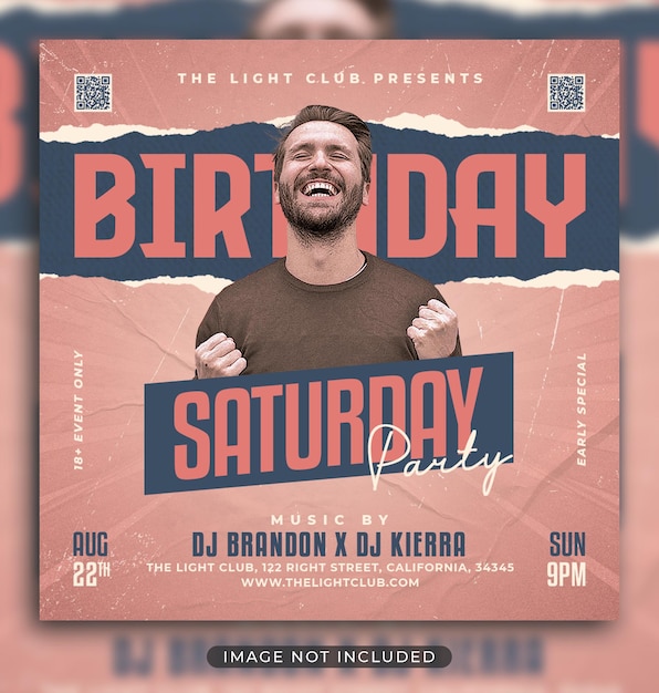 PSD birthday party flyer social media post and web banner