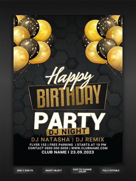 PSD birthday party flyer