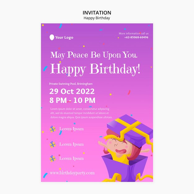Free PSD | Birthday party invitation template