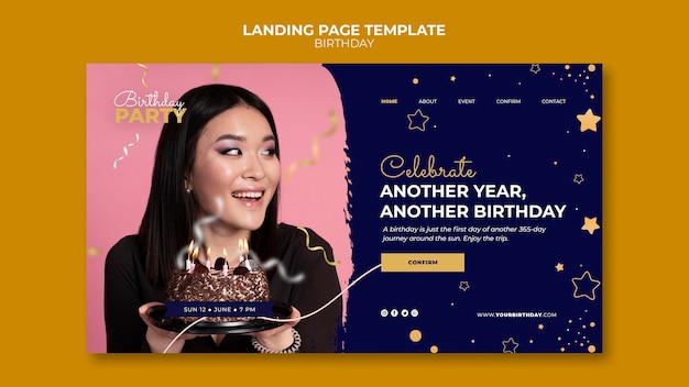 PSD birthday party landing page template