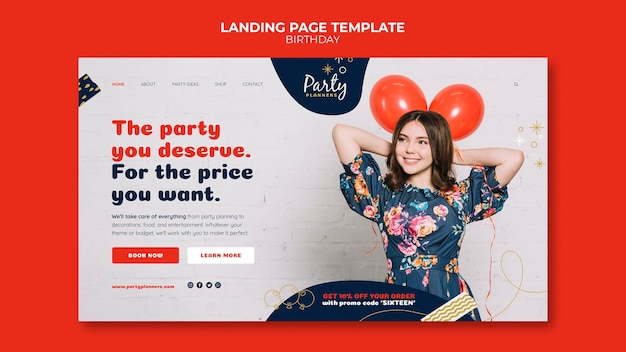 PSD birthday party landing page