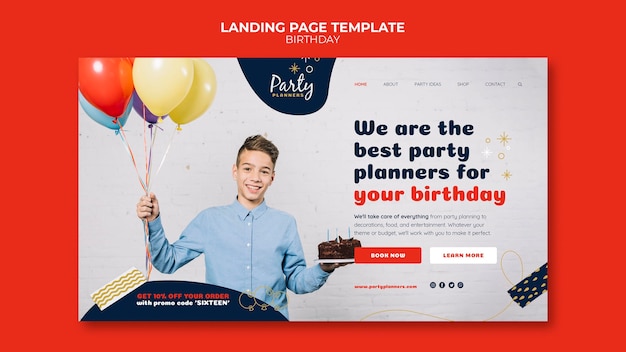 PSD birthday party landing page