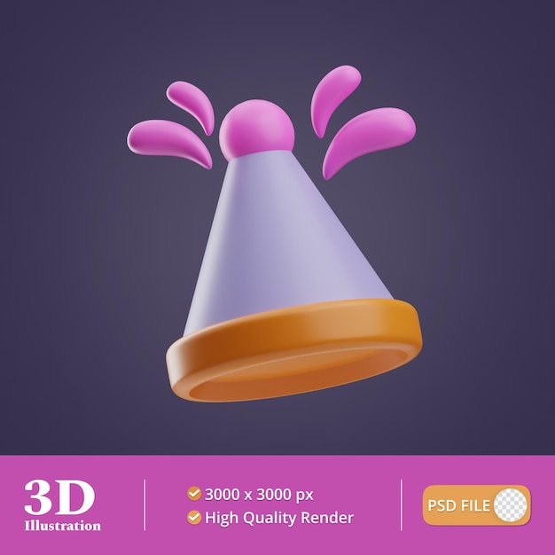 Birthday party party hat illustration 3d