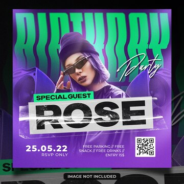 Premium PSD | Birthday party poster design template