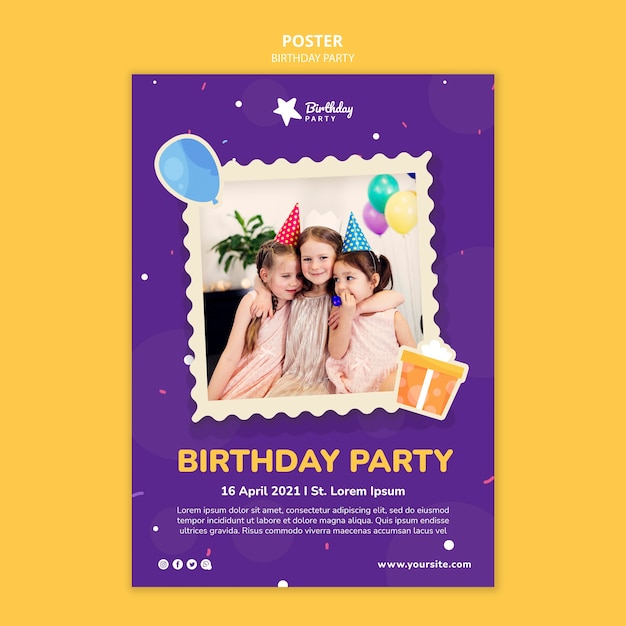 PSD birthday party poster template