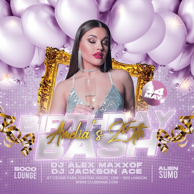 PSD birthday party social media instagram template
