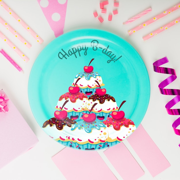 PSD birthday plate mockup