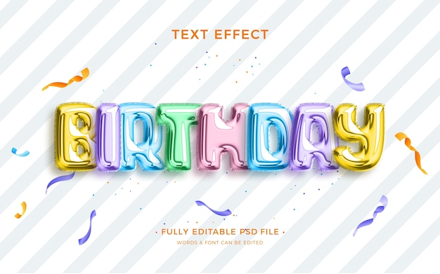 PSD Текстовый эффект дня рождения
