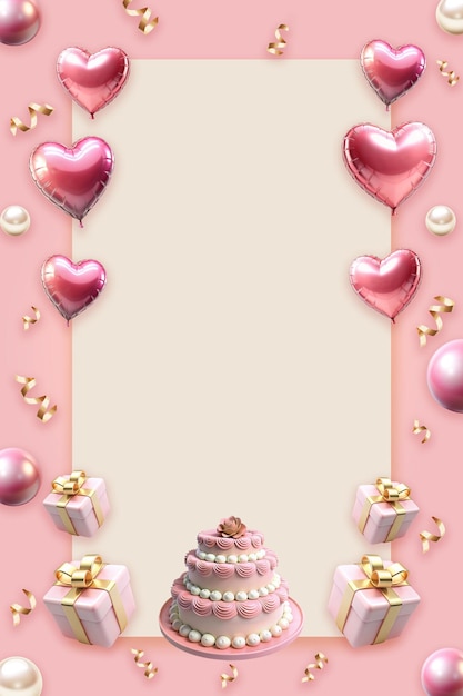 PSD birthday vertical blank banner