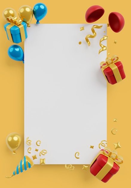 PSD banner vuoto per le vendite verticali di compleanno