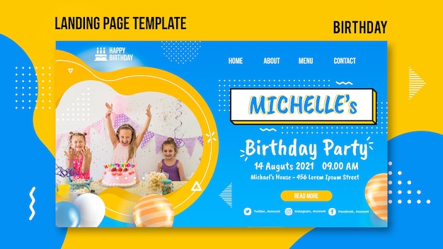 Birthday web template with photo