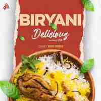 PSD biryani food instagram post design template